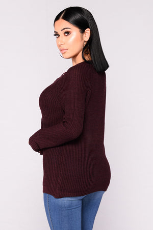 Lace-Up Sweater - Axariya's Closet