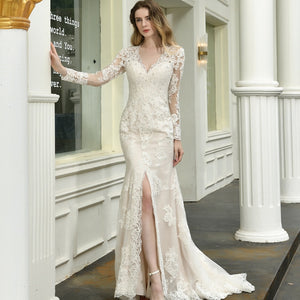 
            
                Load image into Gallery viewer, Kymirah Lace Split Bridal Dress
            
        