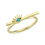 Turquoise Evileye Ring 14K Yellow Gold - Axariya's Closet
